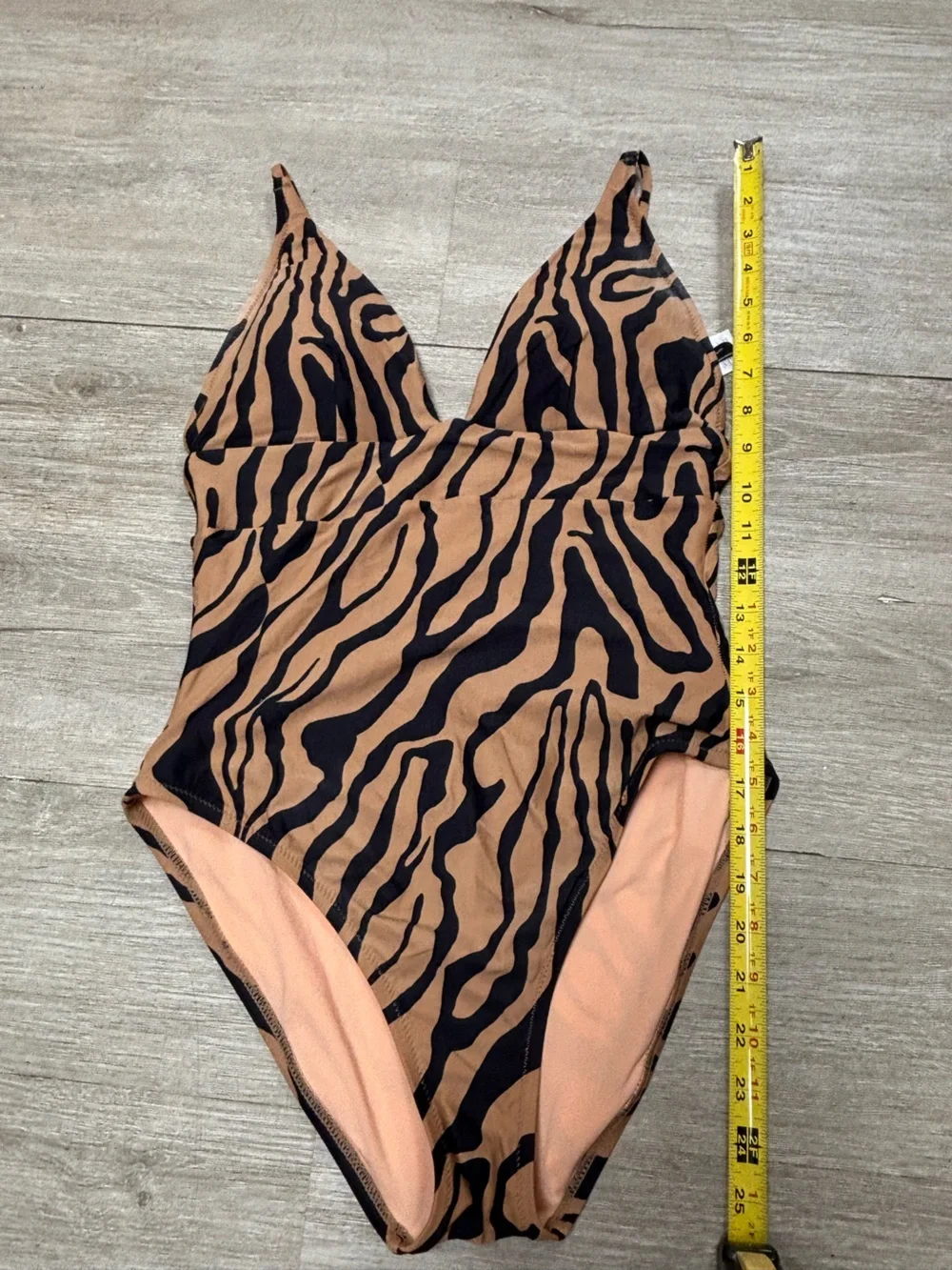 J Crew Zebra Striped Brown Black One Piece  Bathing Suit Womens 10